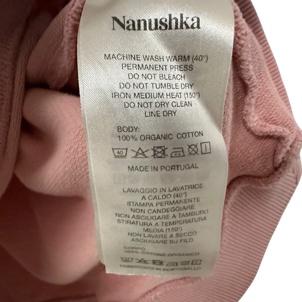 Nanushka Womens Remy Embroidered Logo Sweatshirt Sz Medium Pink Relaxed Fit - Picture 5 of 7